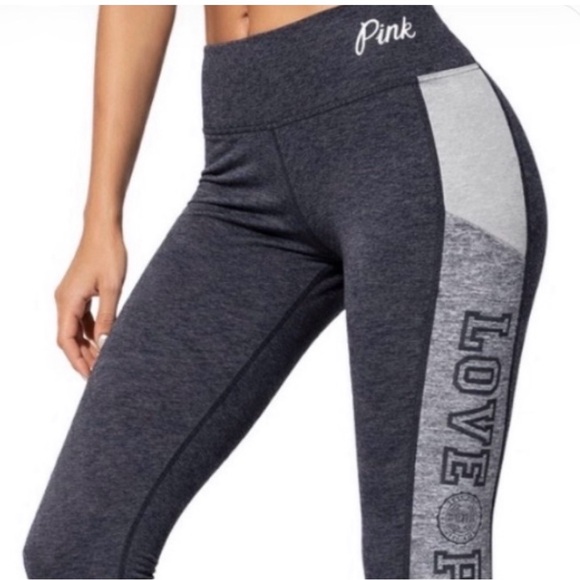 PINK Victoria's Secret Pants - PINK Victoria's Secret Charcoal Gray & Light Gray Love-Panel Leggings